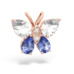 White Topaz Butterfly 14K Rose Gold pendant P2215