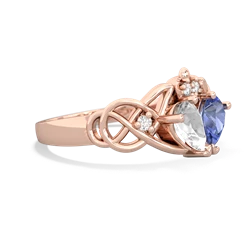 White Topaz 'One Heart' Celtic Knot Claddagh 14K Rose Gold ring R5322