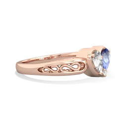 White Topaz Filligree 'One Heart' 14K Rose Gold ring R5070