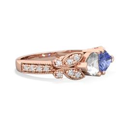 White Topaz Diamond Butterflies 14K Rose Gold ring R5601