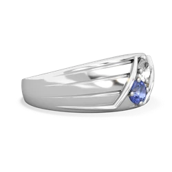 White Topaz Men's Streamline 14K White Gold ring R0460