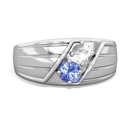 White Topaz Men's Streamline 14K White Gold ring R0460