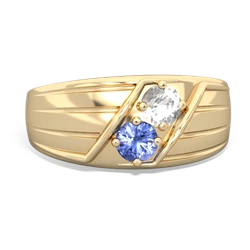 White Topaz Men's Streamline 14K Yellow Gold ring R0460