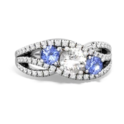 White Topaz Three Stone Aurora 14K White Gold ring R3080