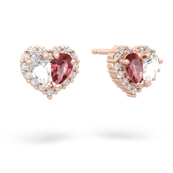 White Topaz Halo 14K Rose Gold earrings E7008