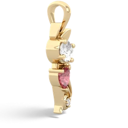 White Topaz Kitten 14K Yellow Gold pendant P5780