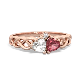 White Topaz Heart To Heart Braid 14K Rose Gold ring R5870