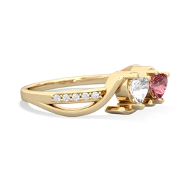 White Topaz Side By Side 14K Yellow Gold ring R3090