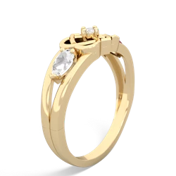 White Topaz Hearts Intertwined 14K Yellow Gold ring R5880