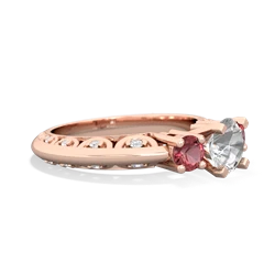 White Topaz Art Deco Eternal Embrace Engagement 14K Rose Gold ring C2003