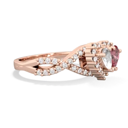 White Topaz Diamond Twist 'One Heart' 14K Rose Gold ring R2640HRT