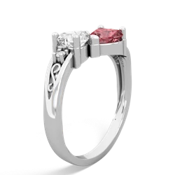 White Topaz Snuggling Hearts 14K White Gold ring R2178