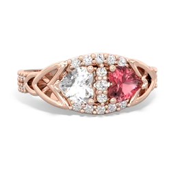 White Topaz Sparkling Celtic Knot 14K Rose Gold ring R2645