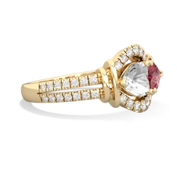 White Topaz Art-Deco Keepsake 14K Yellow Gold ring R5630