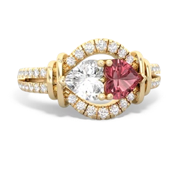 White Topaz Art-Deco Keepsake 14K Yellow Gold ring R5630