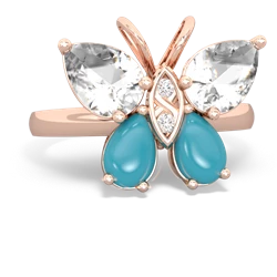 White Topaz Butterfly 14K Rose Gold ring R2215