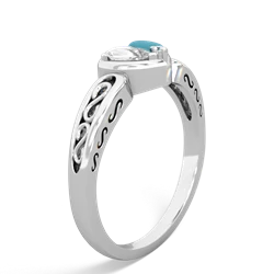 White Topaz Filligree 'One Heart' 14K White Gold ring R5070