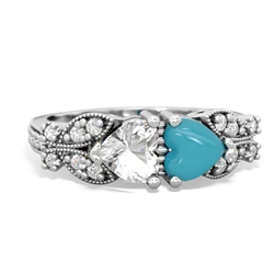 White Topaz Diamond Butterflies 14K White Gold ring R5601