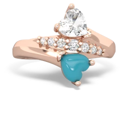 White Topaz Heart To Heart 14K Rose Gold ring R2064