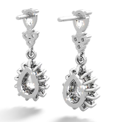 White Topaz Halo Pear Dangle 14K White Gold earrings E1882