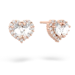 White Topaz Halo 14K Rose Gold earrings E7008