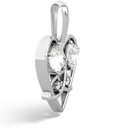 White Topaz Celtic Trinity Heart 14K White Gold pendant P5331