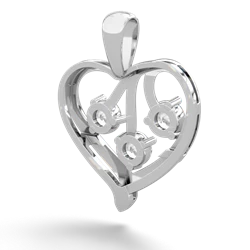 Smoky Quartz Glowing Heart 14K White Gold pendant P2233