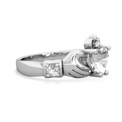 Smoky Quartz Claddagh Keepsake 14K White Gold ring R5245