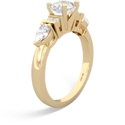 White Topaz 6Mm Round Eternal Embrace Engagement 14K Yellow Gold ring R2005