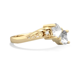 White Topaz Snuggling Hearts 14K Yellow Gold ring R2178