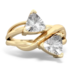 White Topaz Split Band Swirl 14K Yellow Gold ring R2341