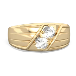 White Topaz Men's Streamline 14K Yellow Gold ring R0460