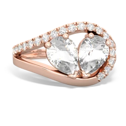 White Topaz Nestled Heart Keepsake 14K Rose Gold ring R5650