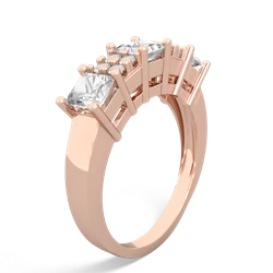 London Topaz Three Stone Diamond Cluster 14K Rose Gold ring R2592