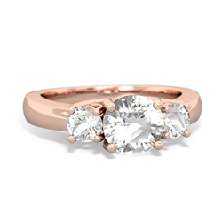 Sapphire Three Stone Round Trellis 14K Rose Gold ring R4018