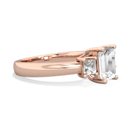 Ruby Three Stone Emerald-Cut Trellis 14K Rose Gold ring R4021