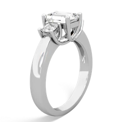 Onyx Three Stone Emerald-Cut Trellis 14K White Gold ring R4021