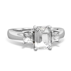 Onyx Three Stone Emerald-Cut Trellis 14K White Gold ring R4021